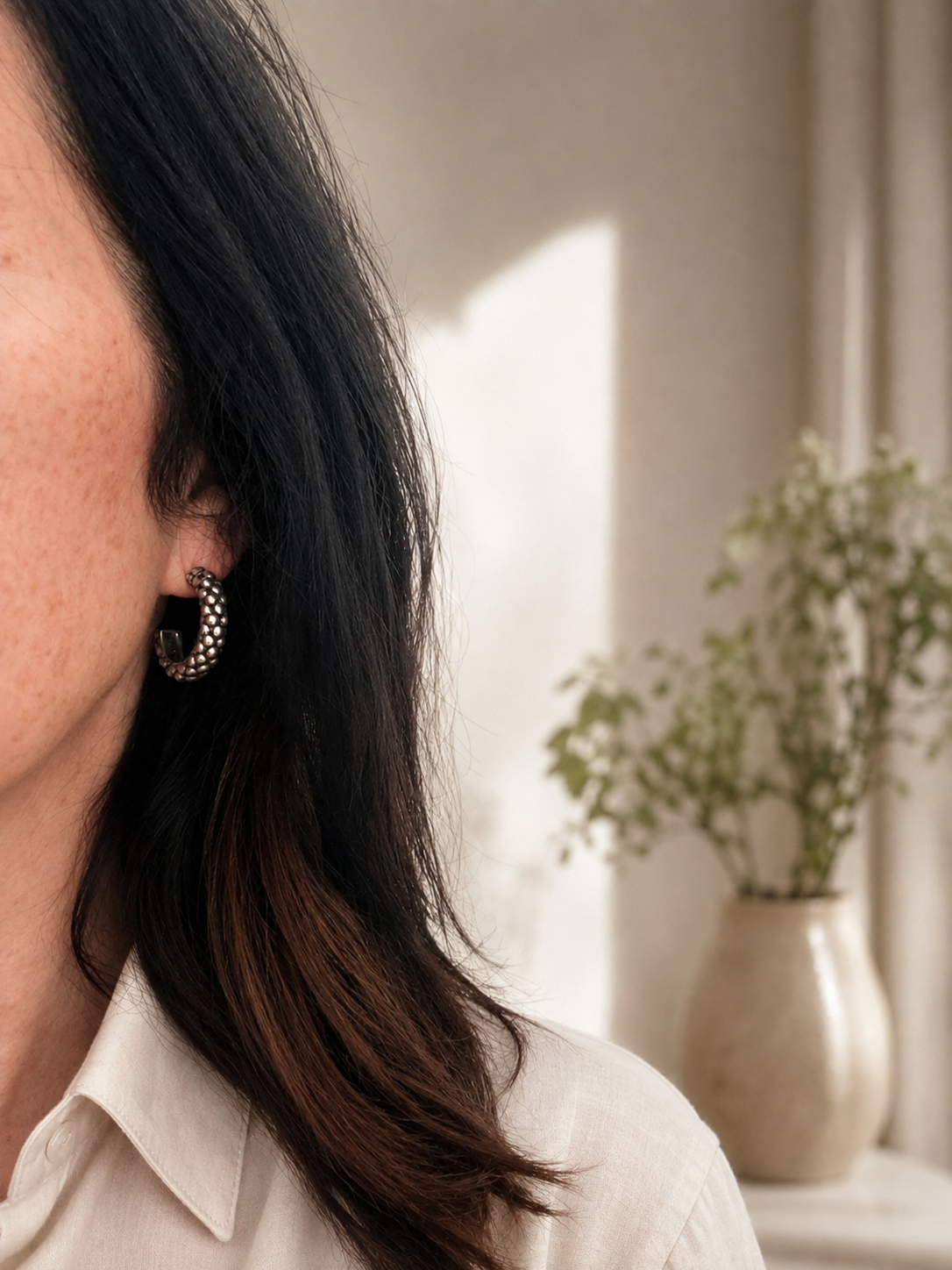 Lagos Caviar Beaded Silver Hoop Earrings
