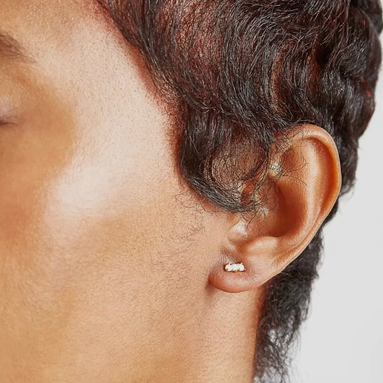Bar Stud Earrings | Gold Vermeil Opal Semiprecious Gemstone