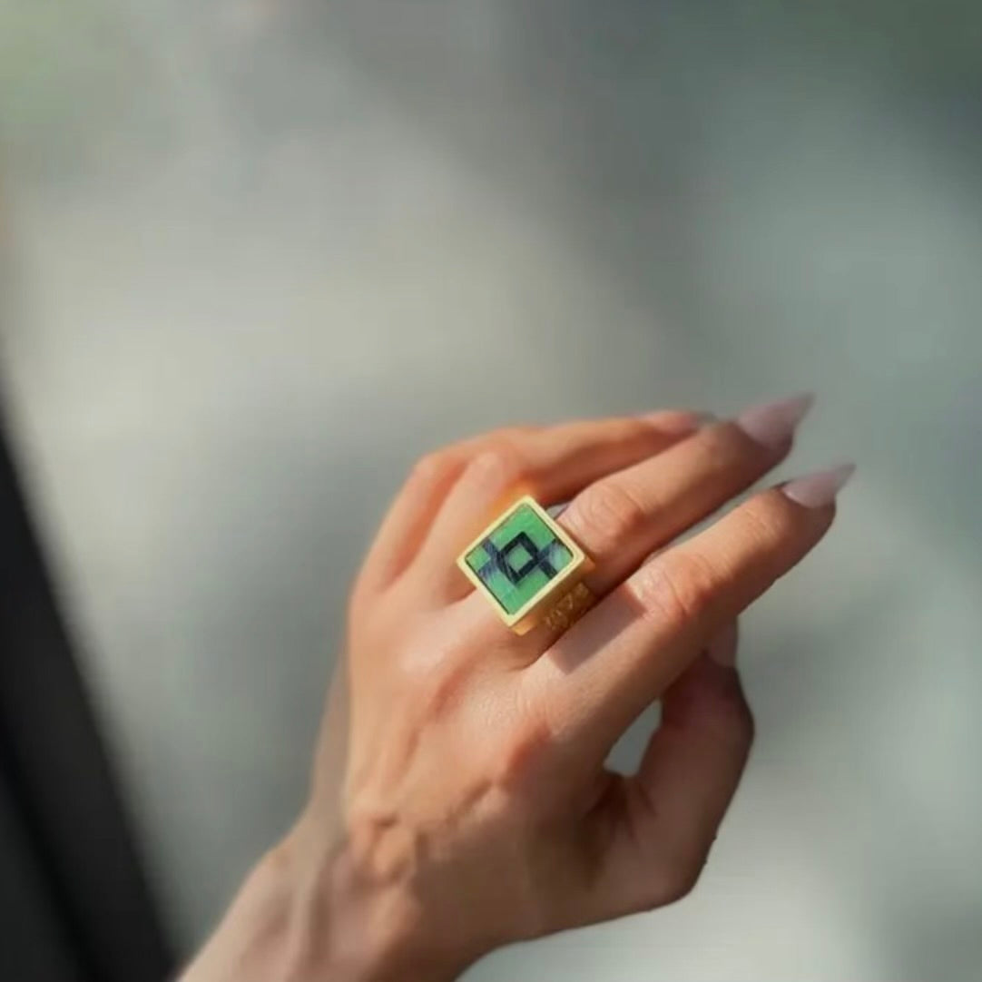 Jade + Black Onyx Mosaic Ring