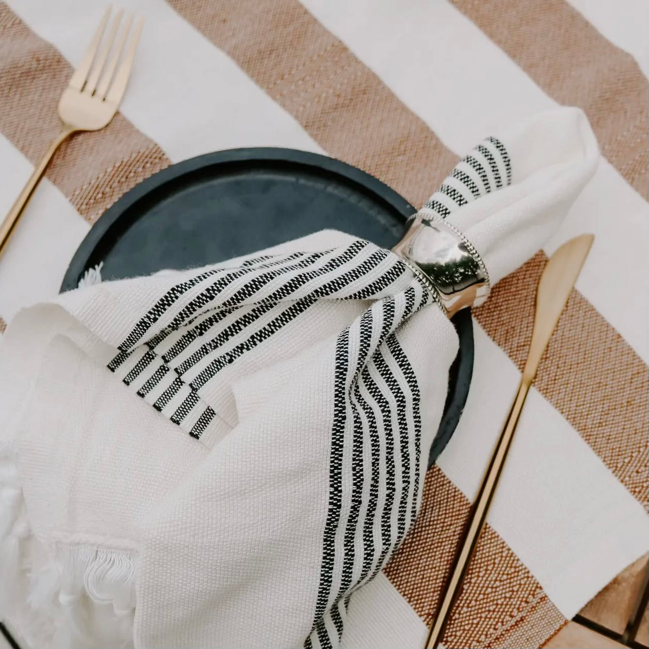 Turkish Cotton Hand Towel | Multi Stripe
