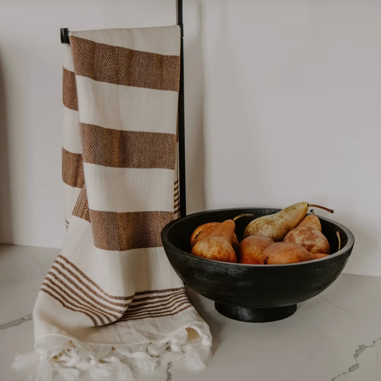 Turkish Cotton Hand Towel | Neutral Stripe