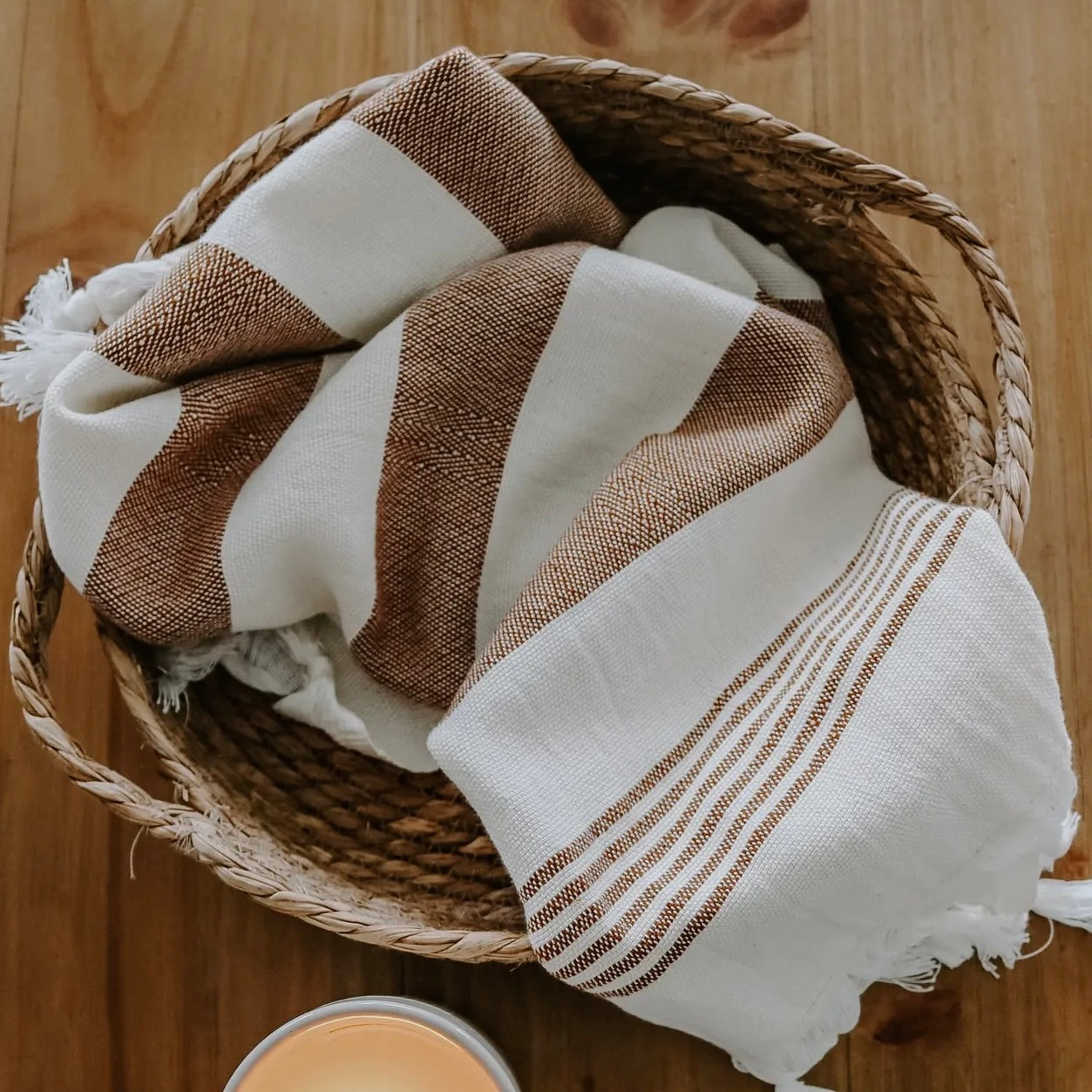 Turkish Cotton Hand Towel | Neutral Stripe