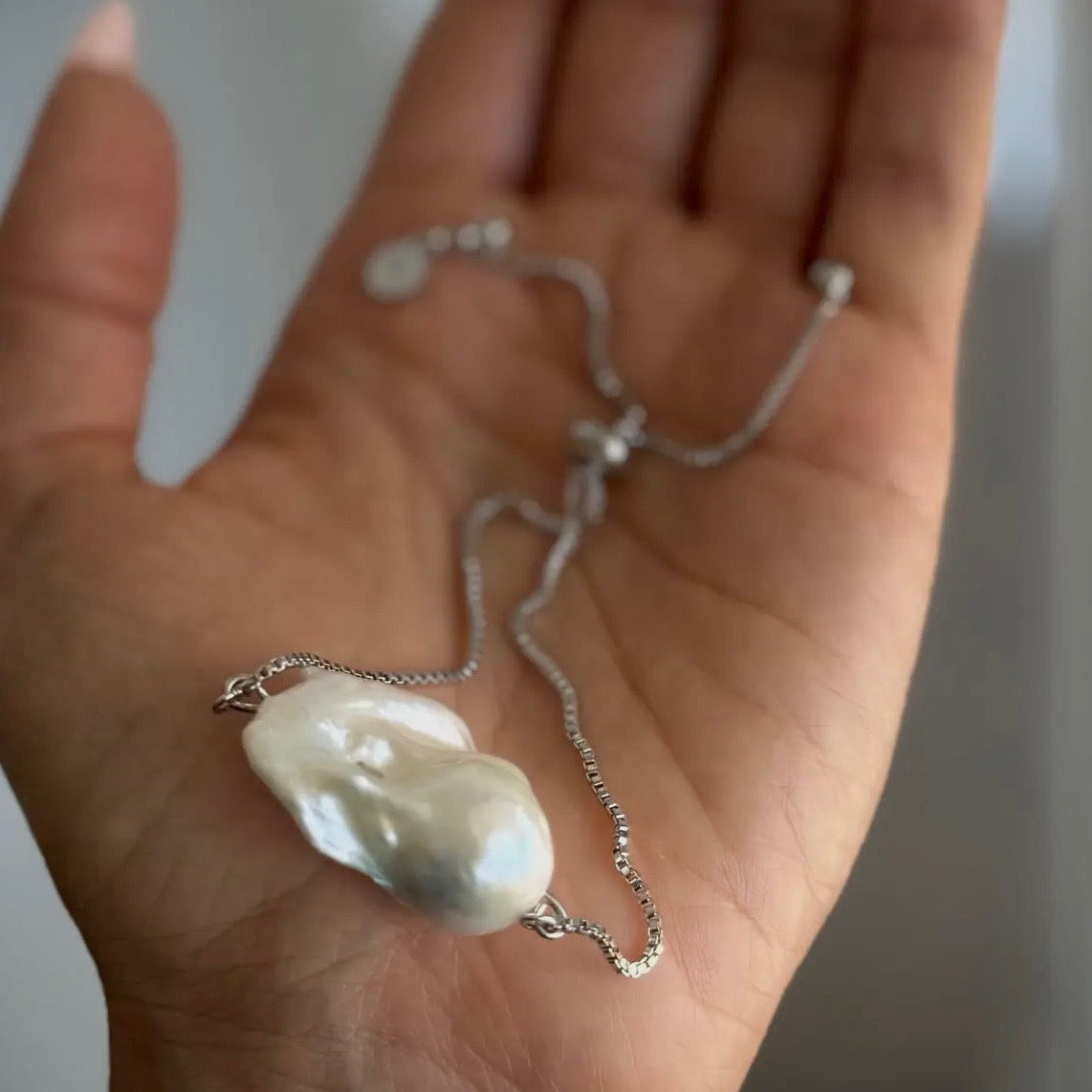 Silver Pearl Slider Bracelet