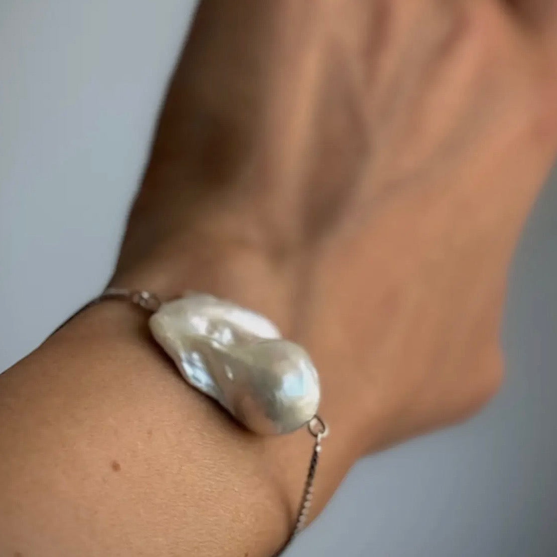 Silver Pearl Slider Bracelet