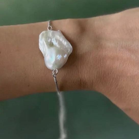 Silver Pearl Slider Bracelet