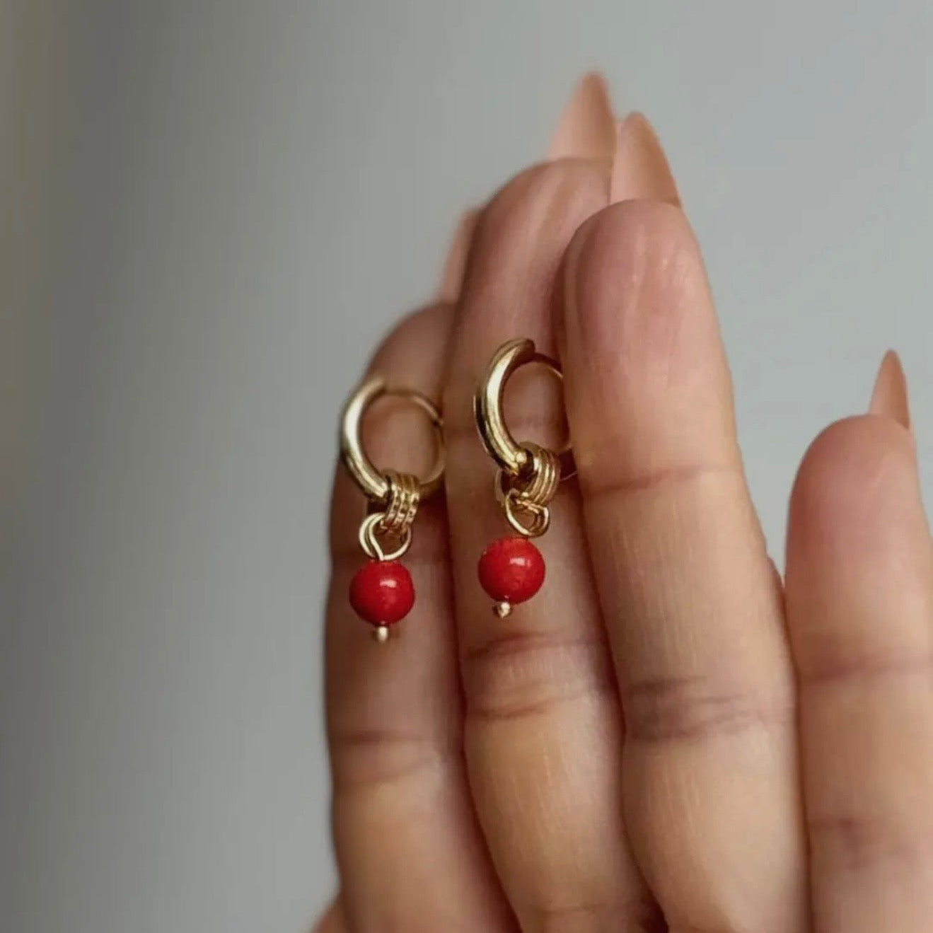 Coral Huggie Hoop Earrings