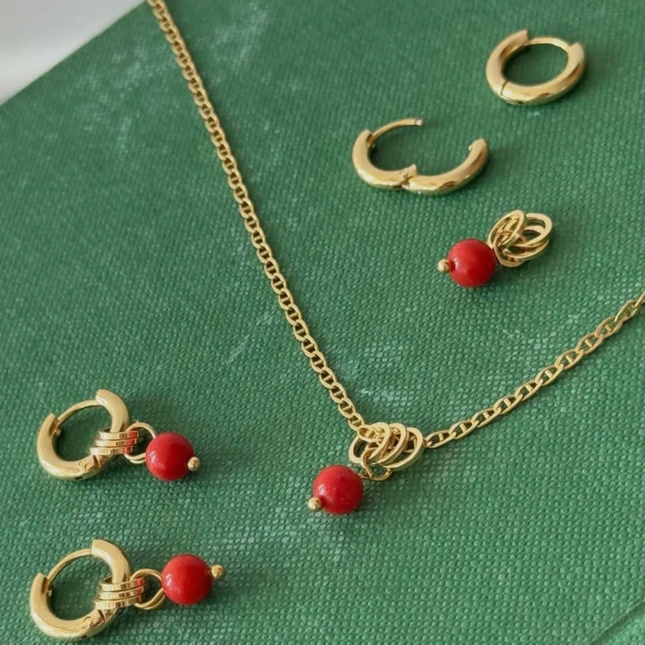 Coral Huggie Hoop Earrings