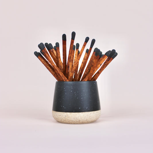 Ceramic Match Set | Black w/ Cedar Matches