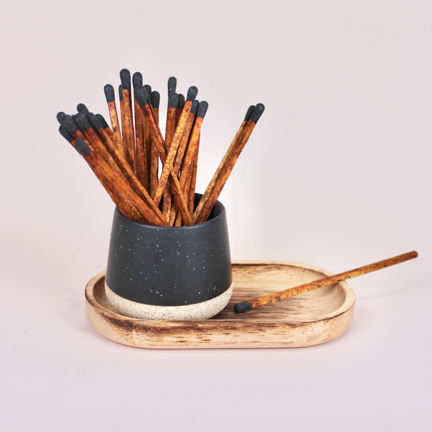 Ceramic Match Set | Black w/ Cedar Matches