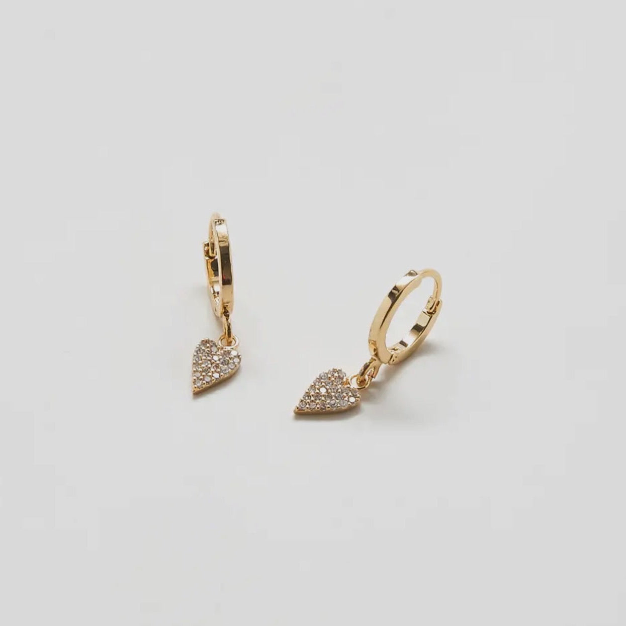 Pavé Gold Heart Huggie Earrings