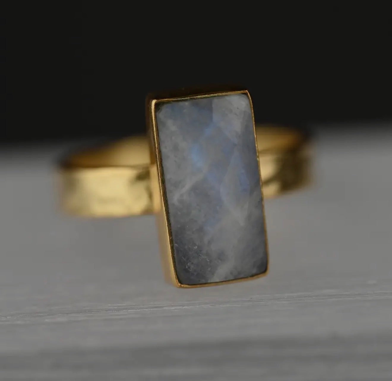 Rectangle (Vertical) Labradorite Ring