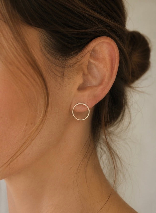 Open Circle Silver Earrings