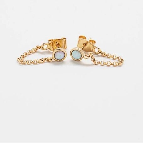 Opal Chain Huggies
