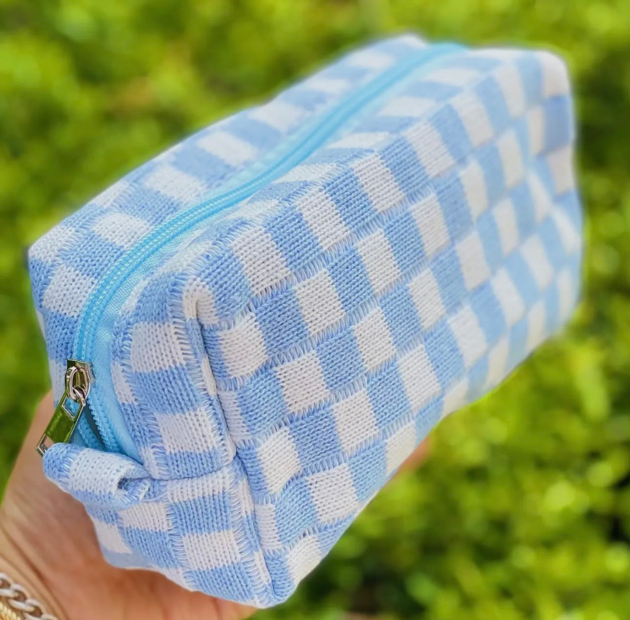 Checkered Cosmetic Bag