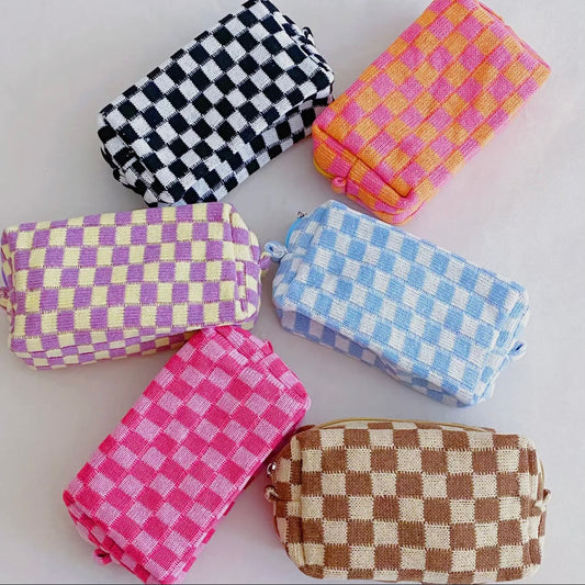 Checkered Cosmetic Bag
