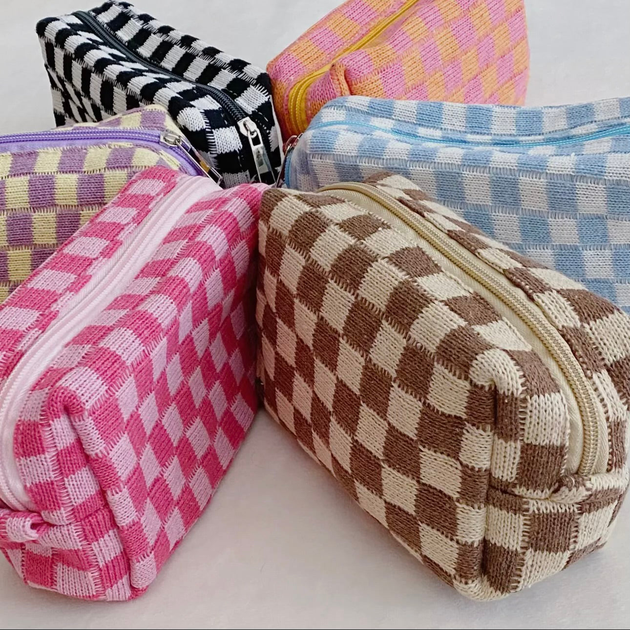 Checkered Cosmetic Bag