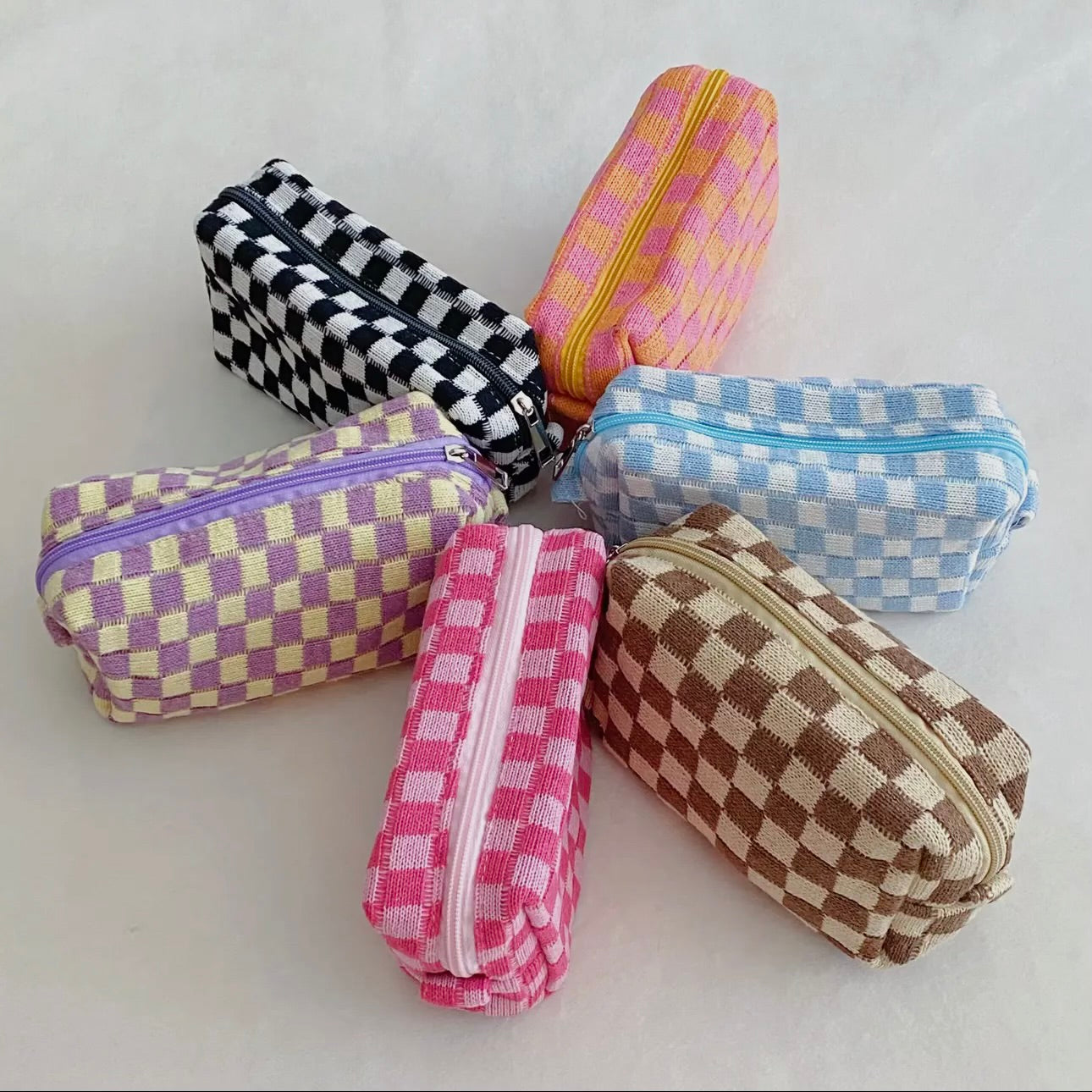 Checkered Cosmetic Bag