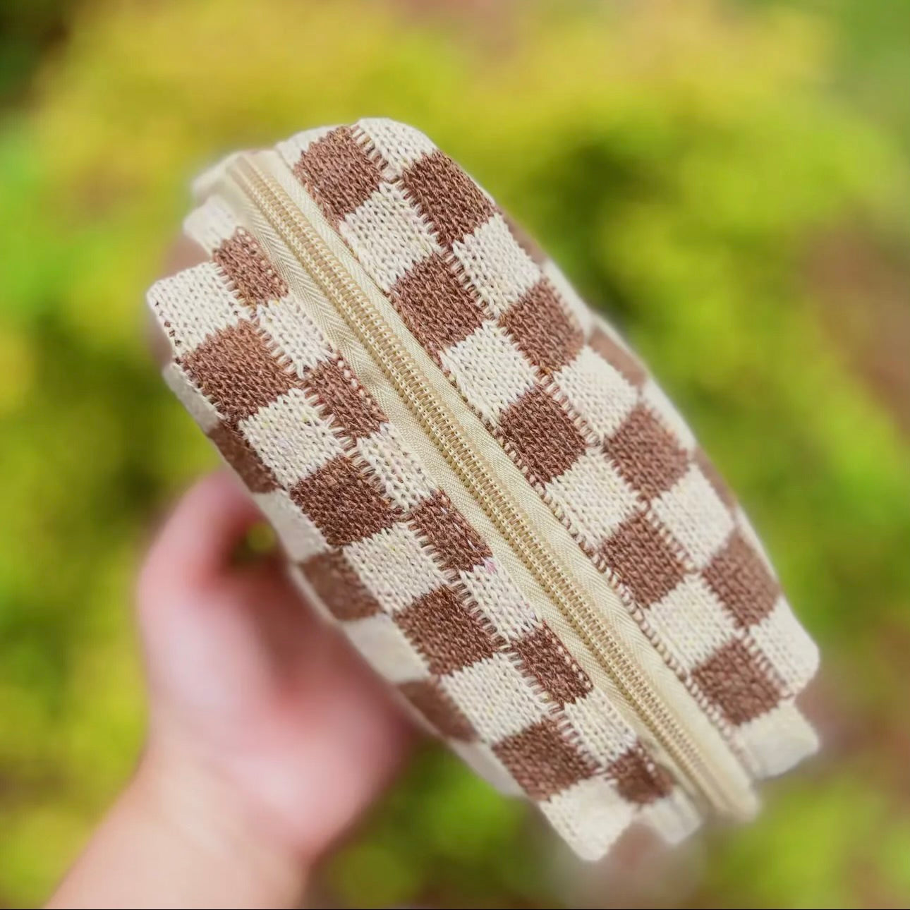 Checkered Cosmetic Bag