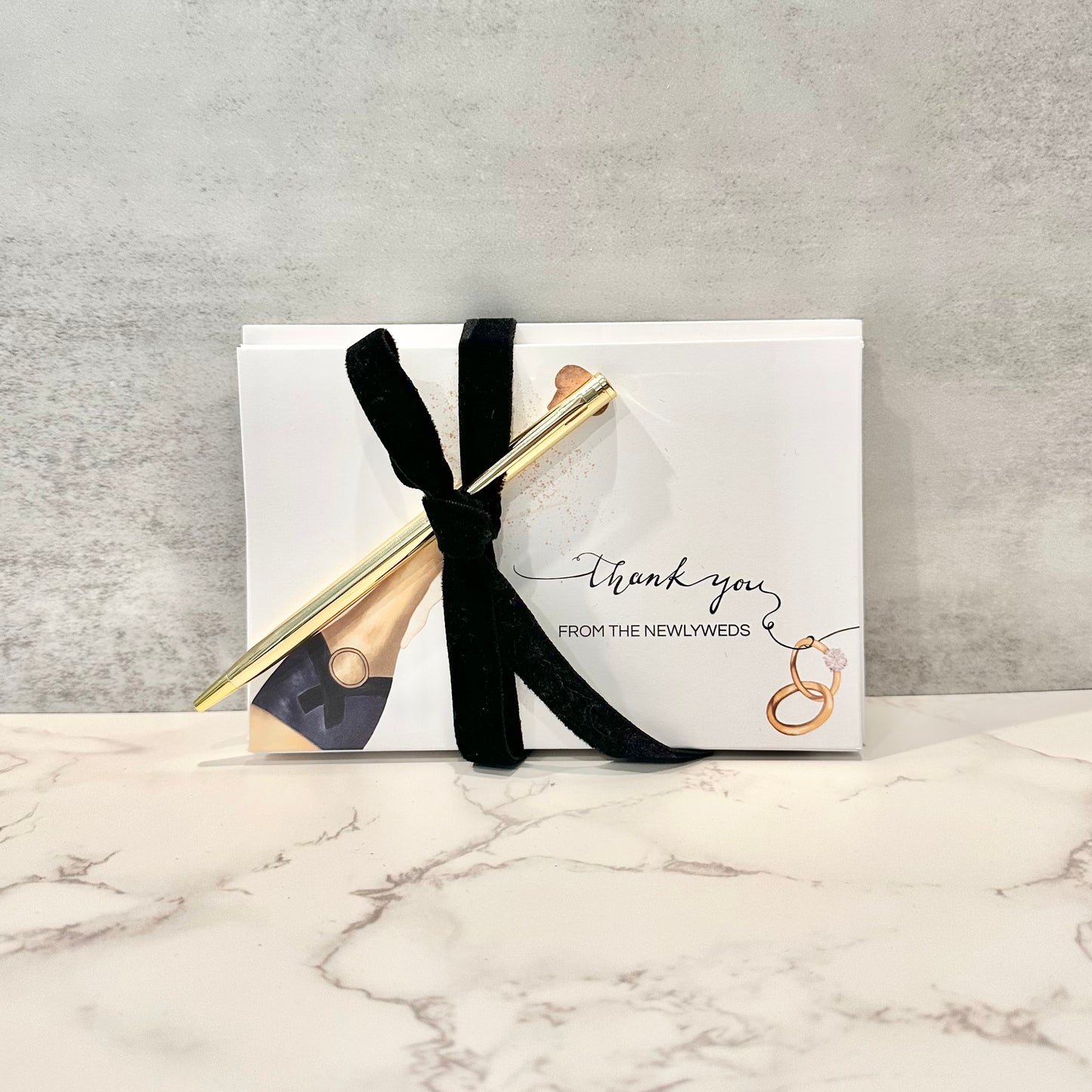 "Thank You - From the Newlyweds" Cards + Envelopes 10 Piece Bundle