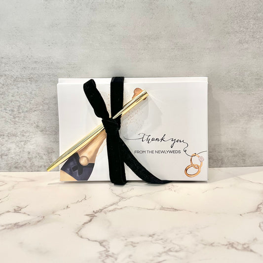 "Thank You - From the Newlyweds" Cards + Envelopes 10 Piece Bundle