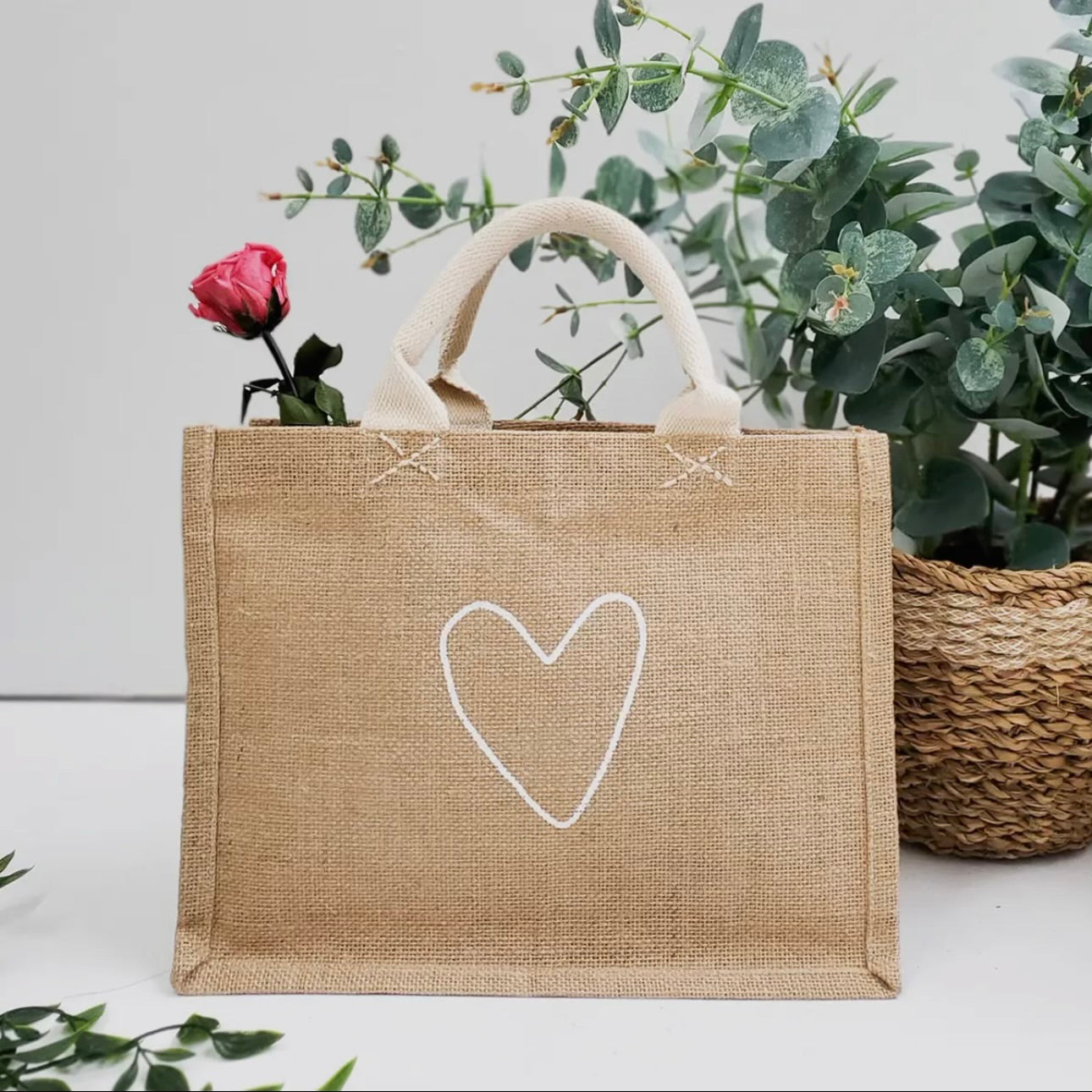 Jute Tote | Heart Design