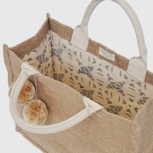 Jute Tote | With Pom Poms