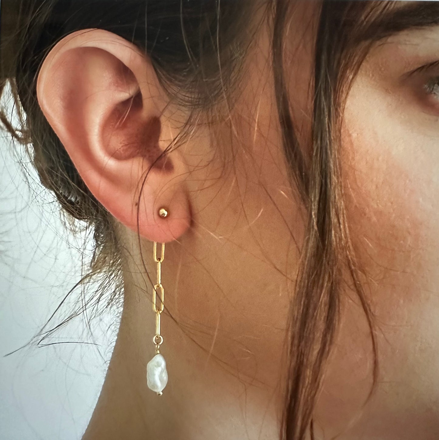 Pearl Chain Jacket Earrings