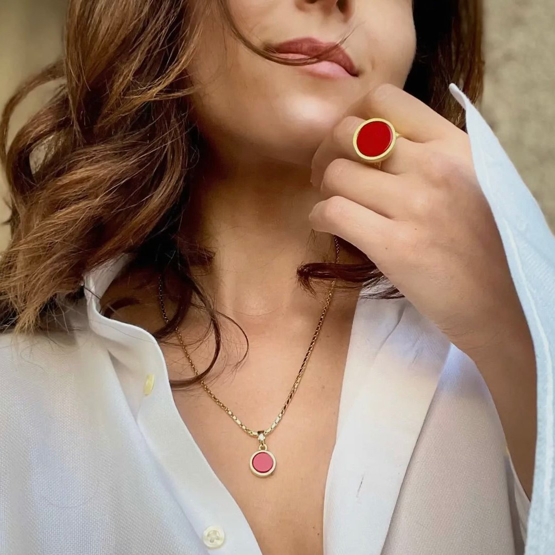 Determined Coral Ring
