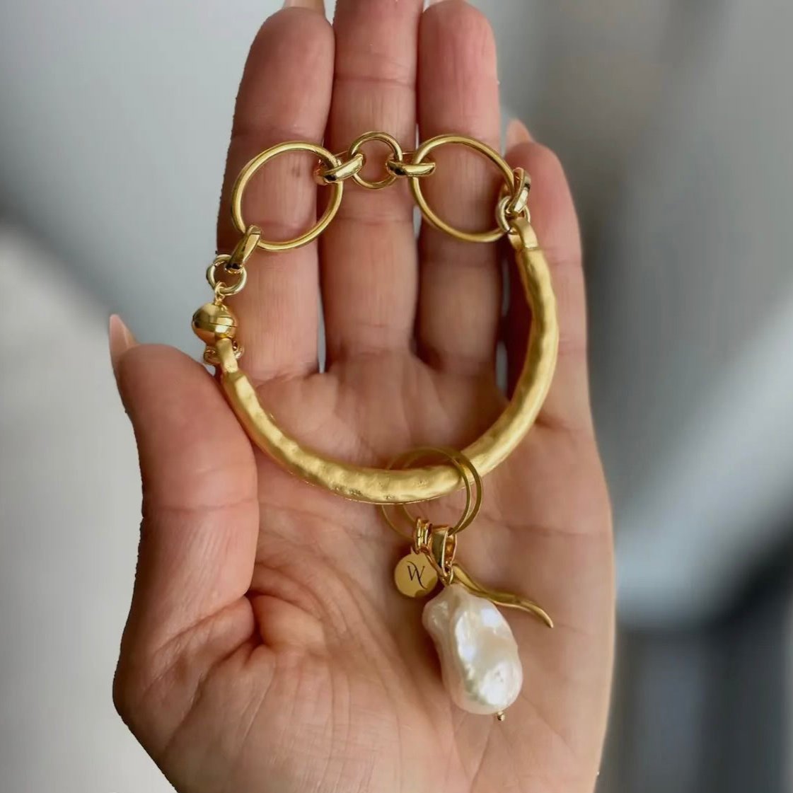 Multi-Use Pearl + Cornicello Charm Bracelet