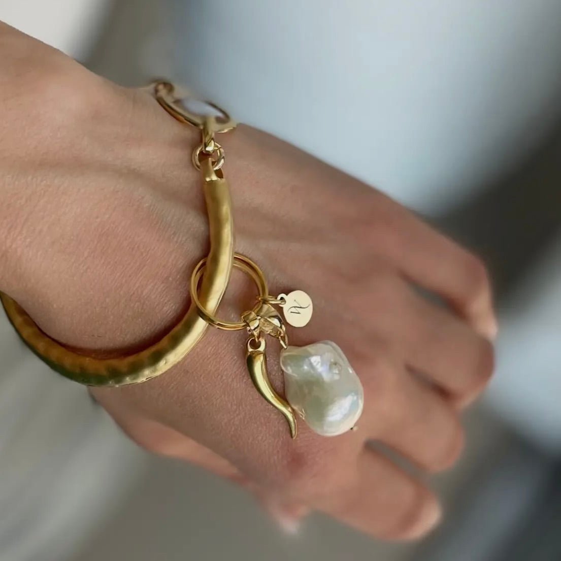 Multi-Use Pearl + Cornicello Charm Bracelet
