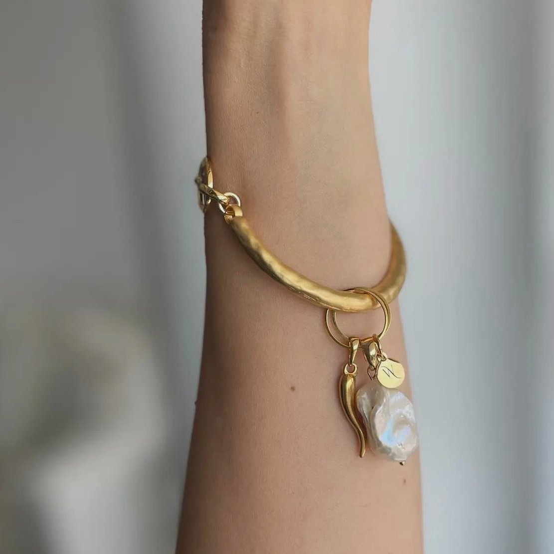 Multi-Use Pearl + Cornicello Charm Bracelet