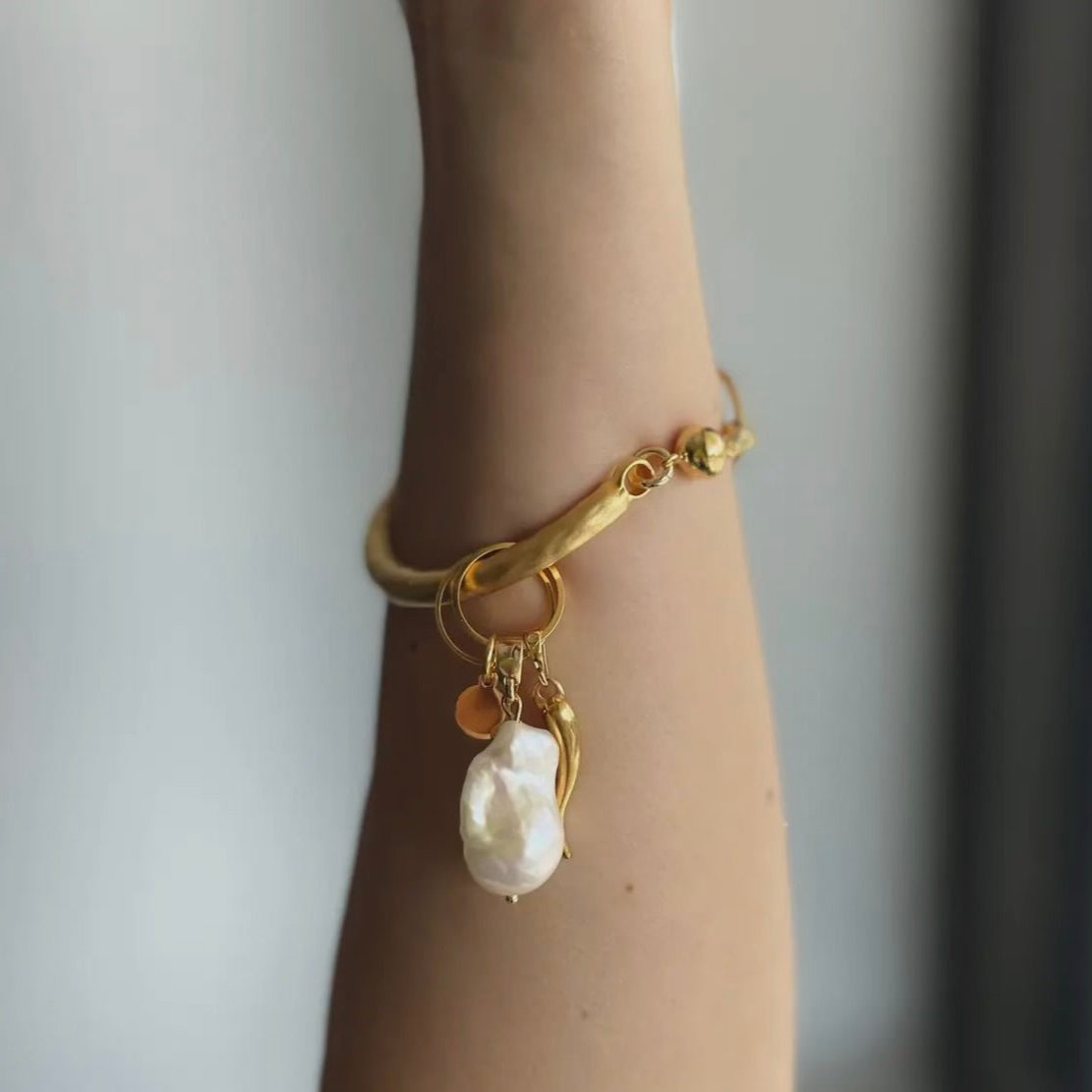 Multi-Use Pearl + Cornicello Charm Bracelet