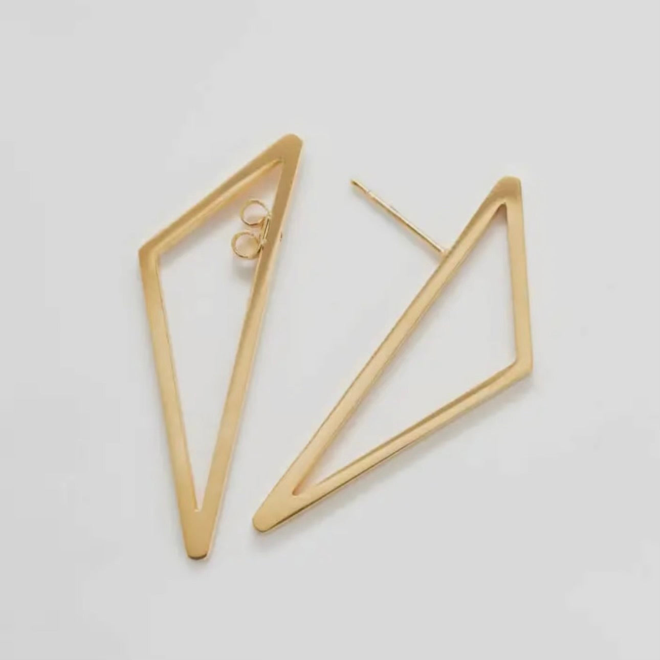 Double Sided Gold Geometric Triangle Earrings