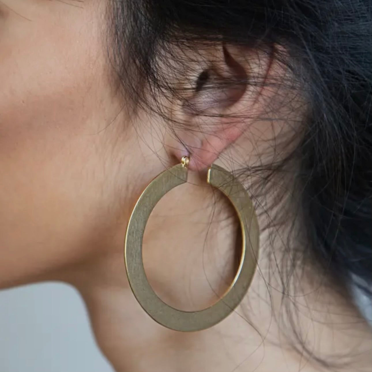 Gold Matte Large Hoop Earrings