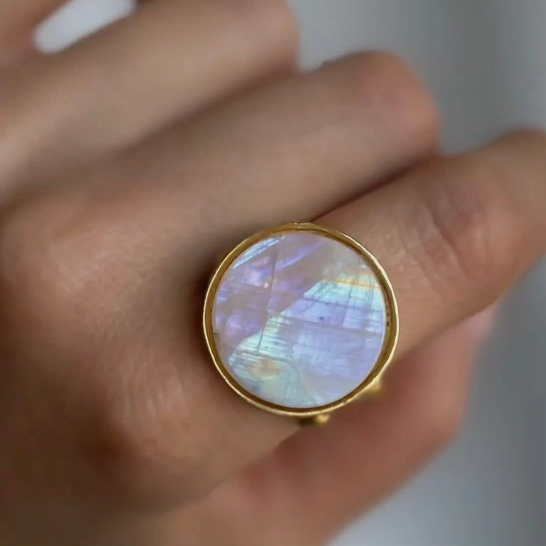 Rainbow Moonstone Ring