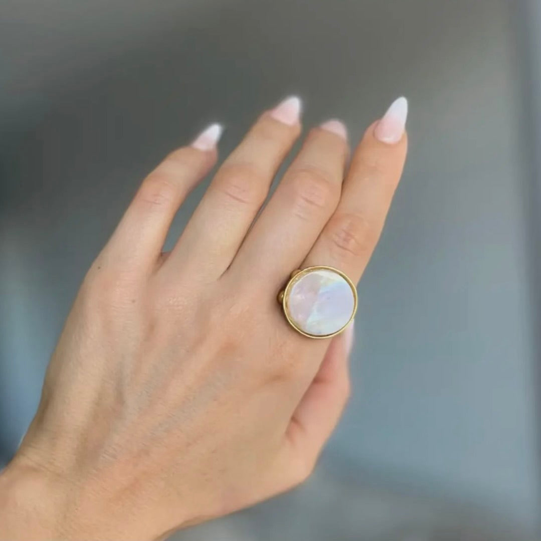 Rainbow Moonstone Ring
