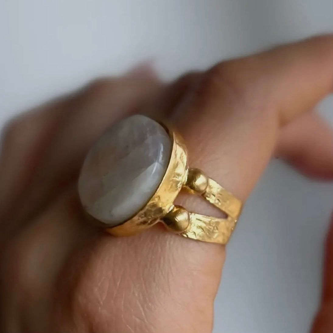 Rainbow Moonstone Ring