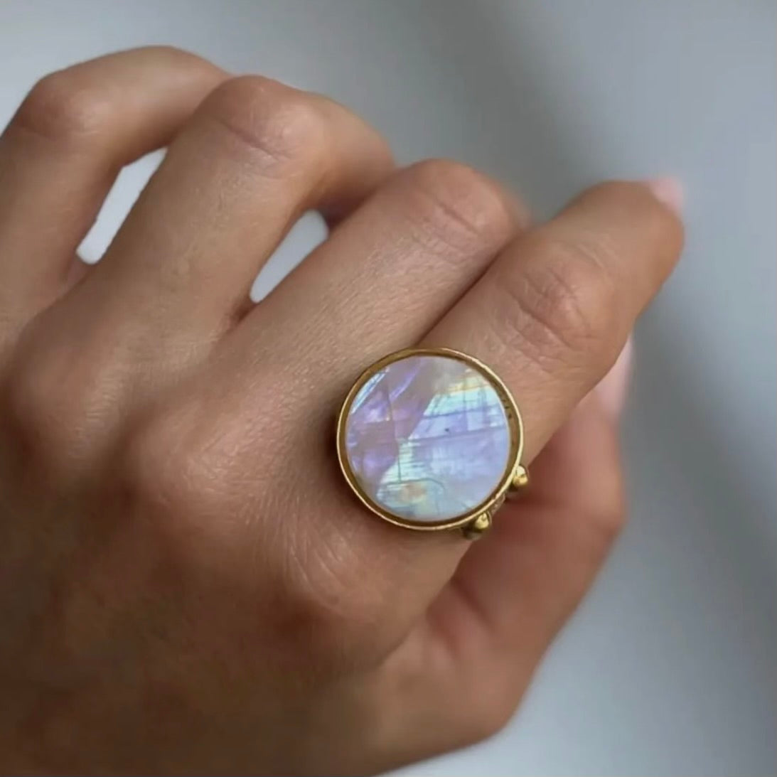 Rainbow Moonstone Ring
