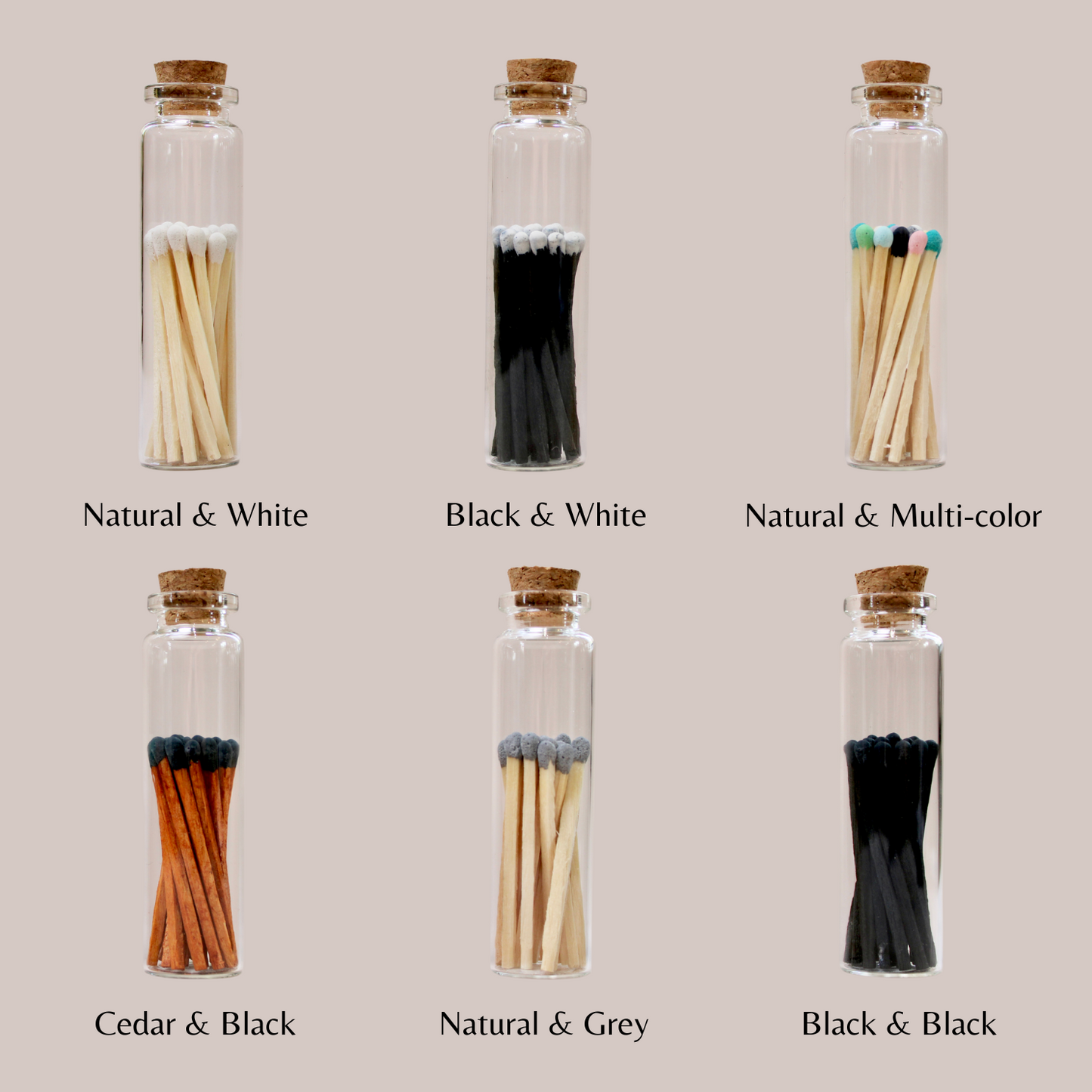 Small Apothecary Bottle Match Set | Multiple Color Options