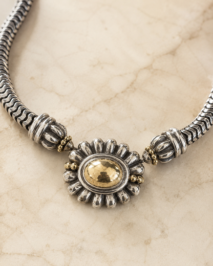 Lagos Caviar Sunburst Pendant Necklace