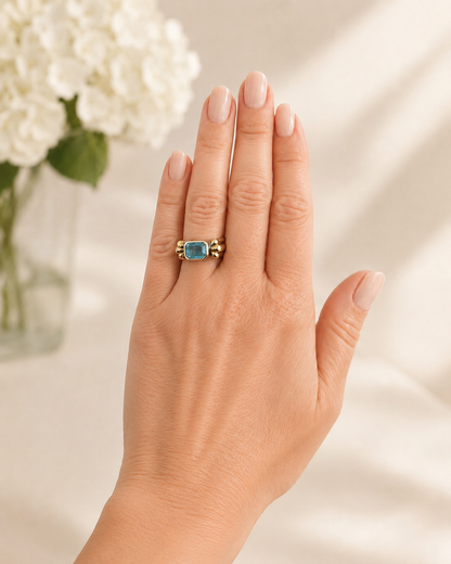 Lagos Caviar Blue Topaz Ring
