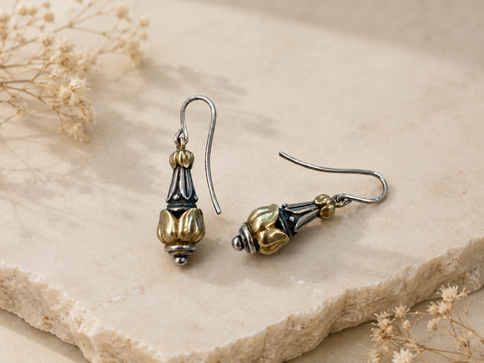 Lagos Two-Tone Sculptural Drop Earrings