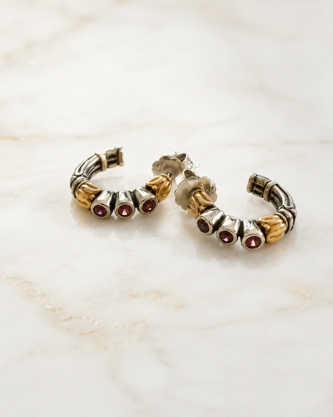 Lagos Caviar Rhodolite Garnet Hoop Earrings