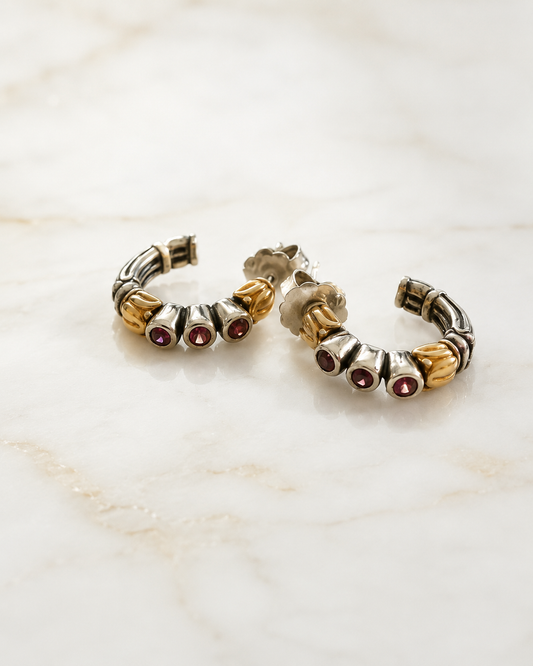 Lagos Caviar Rhodolite Garnet Hoop Earrings
