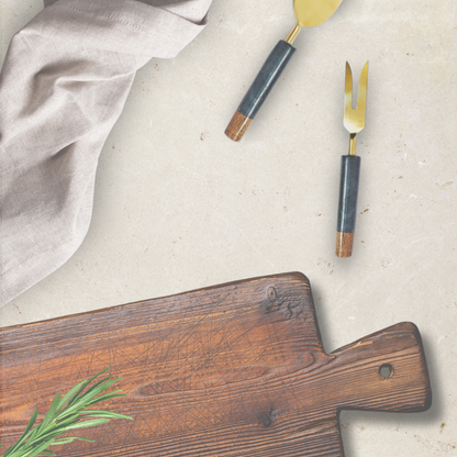 Marble + Acacia Wood Cheese Knives (Set of 2)