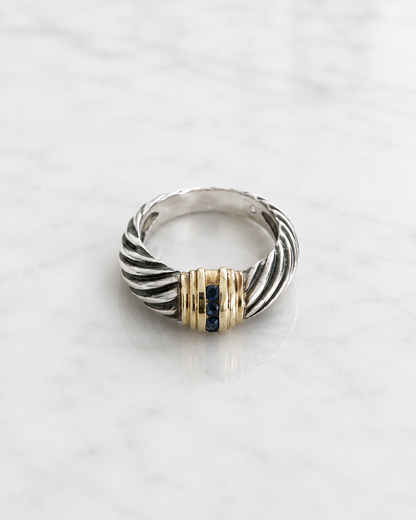 David Yurman Two-Tone Sapphire Cable Ring