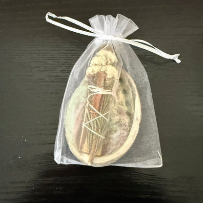 Abalone Shell Bowl with Palo Santo Flower Herb Bundle