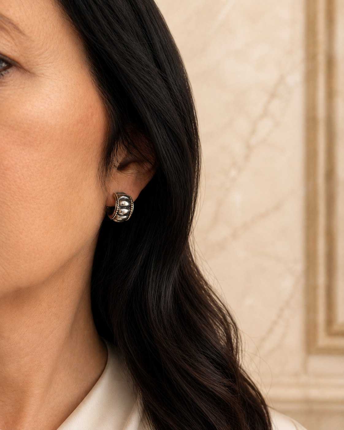 Lagos Caviar Two-Tone Fluted Hoop Earrings