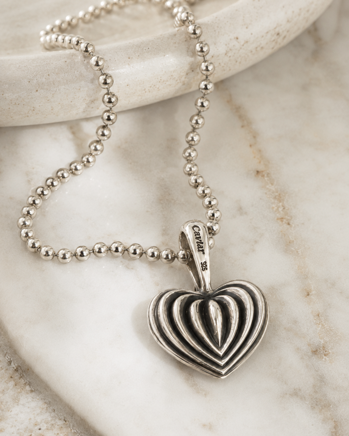 Lagos Caviar Heart Pendant Necklace