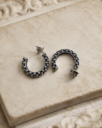Lagos Caviar Beaded Silver Hoop Earrings